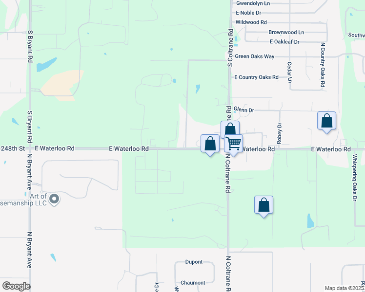 map of restaurants, bars, coffee shops, grocery stores, and more near 2589 East Waterloo Road in Edmond