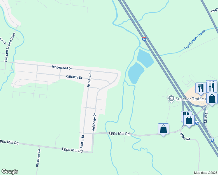 map of restaurants, bars, coffee shops, grocery stores, and more near 1310 Auldridge Drive in Christiana