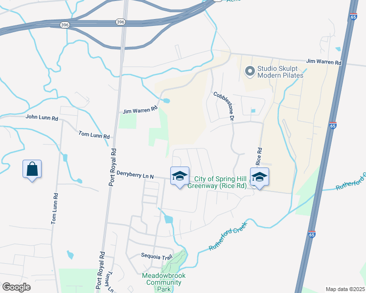 map of restaurants, bars, coffee shops, grocery stores, and more near 1040 Neeleys Bend East in Spring Hill
