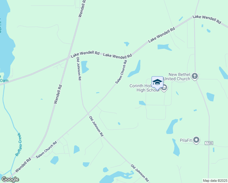 map of restaurants, bars, coffee shops, grocery stores, and more near 766 Salem Church Road in Wendell