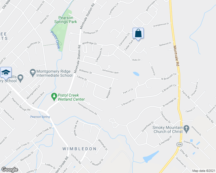 map of restaurants, bars, coffee shops, grocery stores, and more near 1016 Laurie Street in Maryville