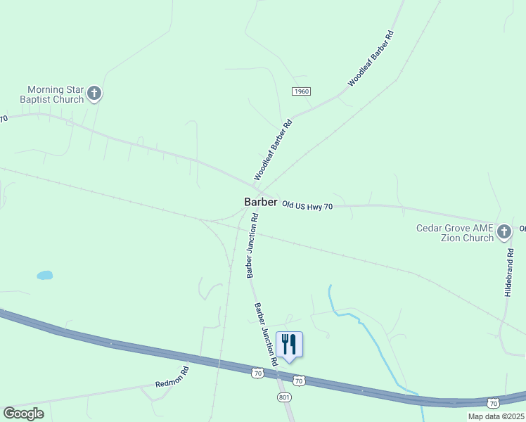 map of restaurants, bars, coffee shops, grocery stores, and more near 575 Barber Junction Road in Cleveland