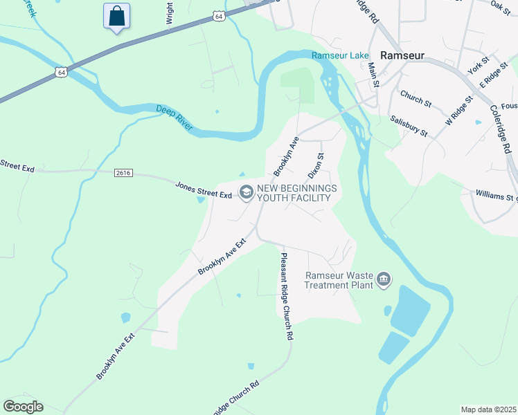 map of restaurants, bars, coffee shops, grocery stores, and more near 2066 Brooklyn Avenue in Ramseur