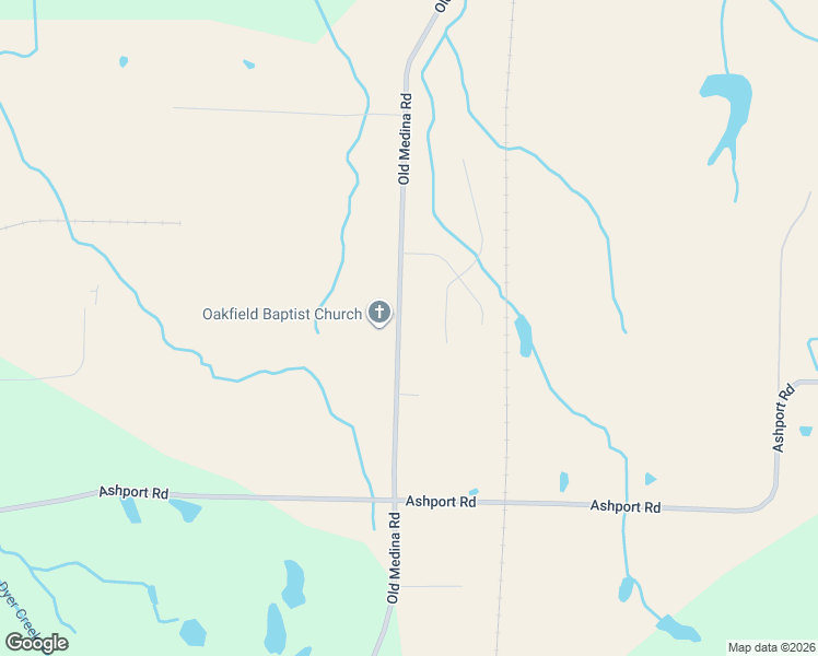 map of restaurants, bars, coffee shops, grocery stores, and more near 3528 Old Medina Road in Oakfield