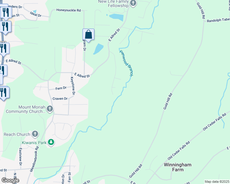 map of restaurants, bars, coffee shops, grocery stores, and more near 812 Northshore Drive in Asheboro