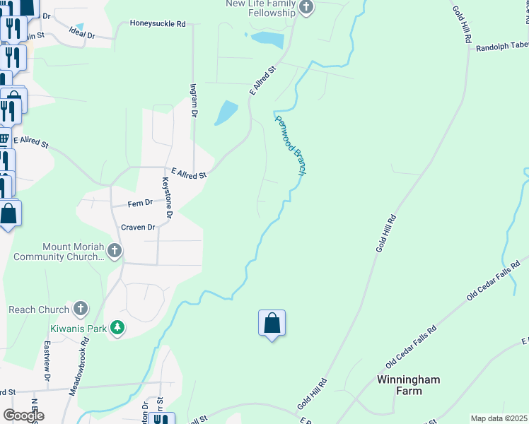 map of restaurants, bars, coffee shops, grocery stores, and more near 812 Northshore Dr in Asheboro
