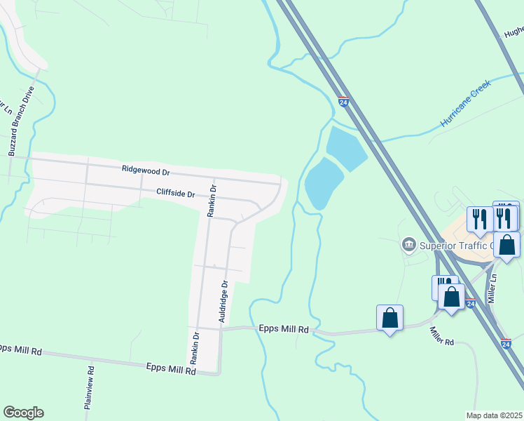 map of restaurants, bars, coffee shops, grocery stores, and more near 1310 Auldridge Drive in Christiana