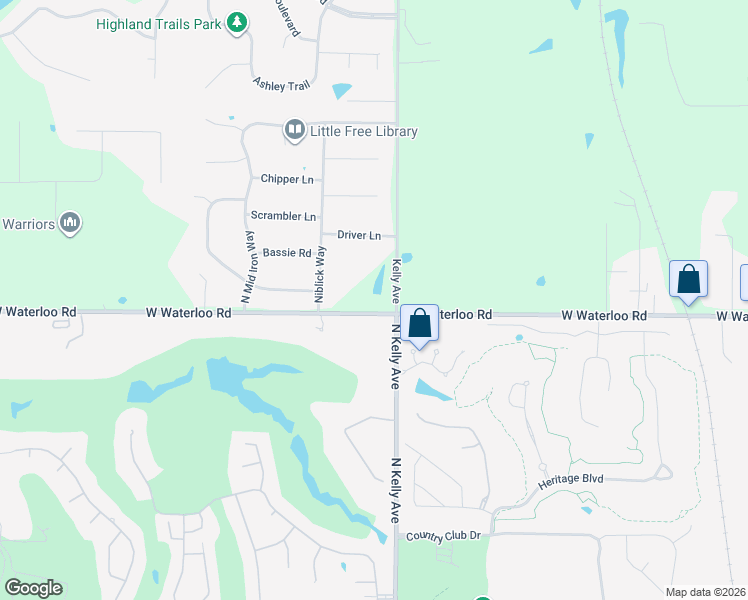 map of restaurants, bars, coffee shops, grocery stores, and more near 1101 West Waterloo Road in Edmond