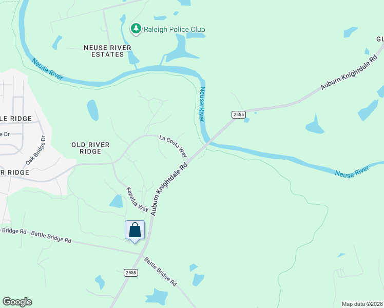 map of restaurants, bars, coffee shops, grocery stores, and more near 3821 La Costa Way in Raleigh