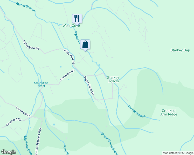 map of restaurants, bars, coffee shops, grocery stores, and more near 3437 Sugar Camp Circle in Sevierville