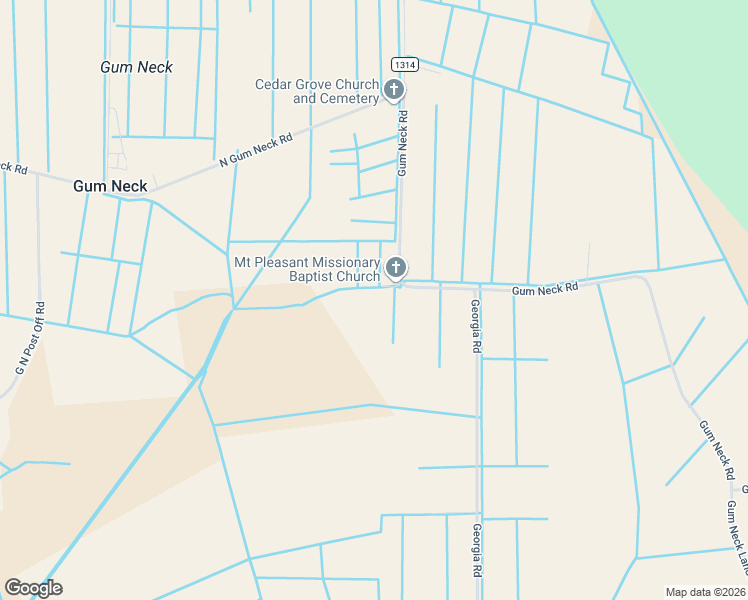 map of restaurants, bars, coffee shops, grocery stores, and more near in Gum Neck