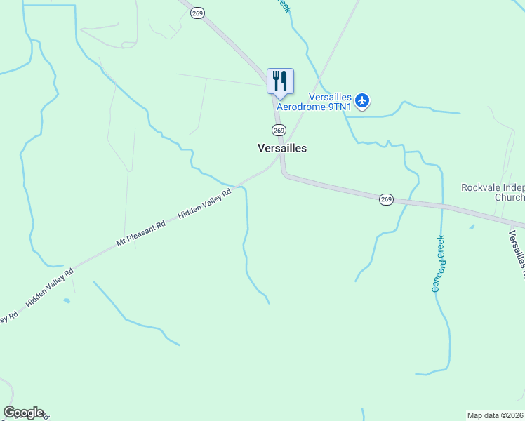 map of restaurants, bars, coffee shops, grocery stores, and more near 11305 Mount Pleasant Road in Rockvale