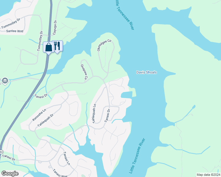 map of restaurants, bars, coffee shops, grocery stores, and more near 184 Tanasi Lagoon Drive in Loudon