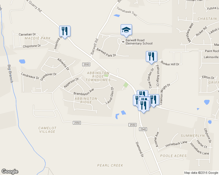 map of restaurants, bars, coffee shops, grocery stores, and more near 3935 Laurel Glen Drive in Raleigh