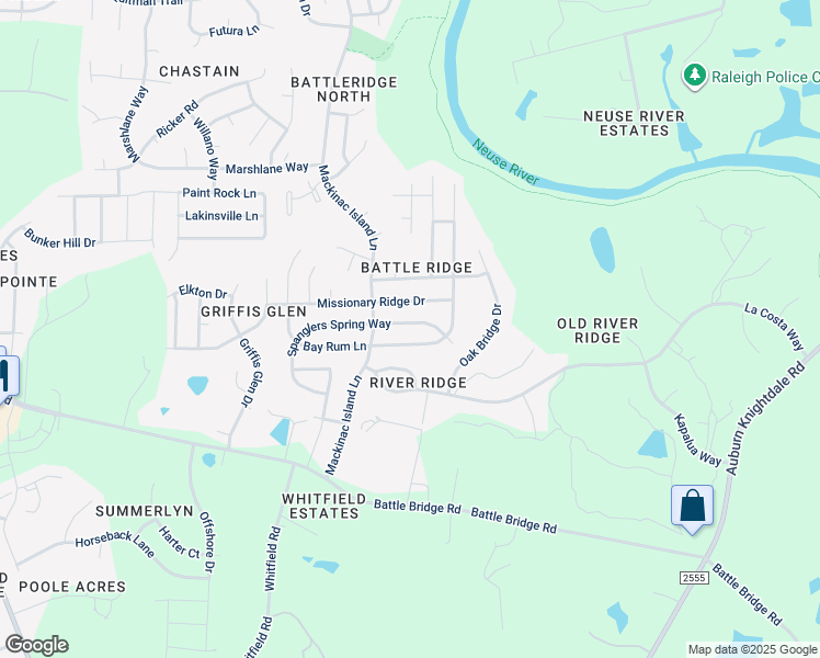map of restaurants, bars, coffee shops, grocery stores, and more near 7120 Spanglers Spring Way in Raleigh