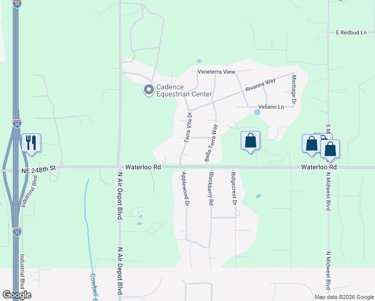 map of restaurants, bars, coffee shops, grocery stores, and more near 1951 Segovia Circle in Edmond