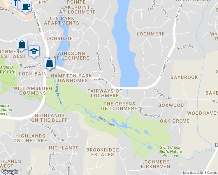 map of restaurants, bars, coffee shops, grocery stores, and more near 106 Sundew Lane in Cary