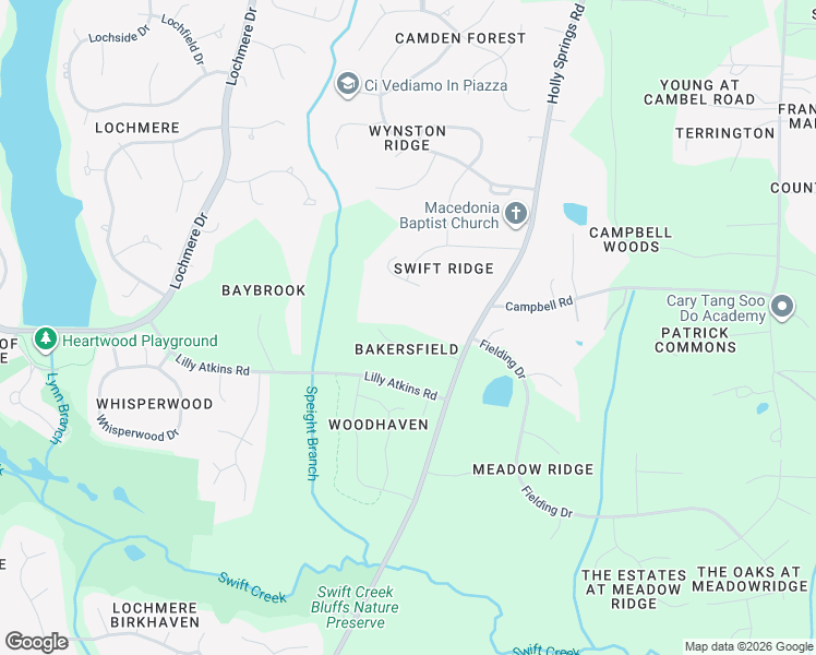 map of restaurants, bars, coffee shops, grocery stores, and more near 6516 Bakersfield Drive in Raleigh