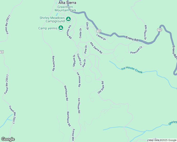 map of restaurants, bars, coffee shops, grocery stores, and more near 8713 Old State Road in Wofford Heights