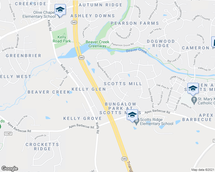 map of restaurants, bars, coffee shops, grocery stores, and more near 205 Country Valley Court in Apex