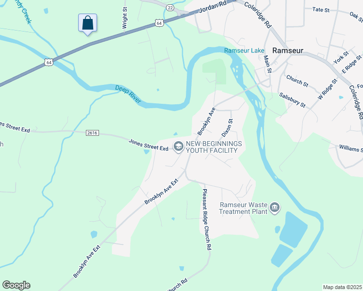 map of restaurants, bars, coffee shops, grocery stores, and more near 2102 West Jones Street in Ramseur