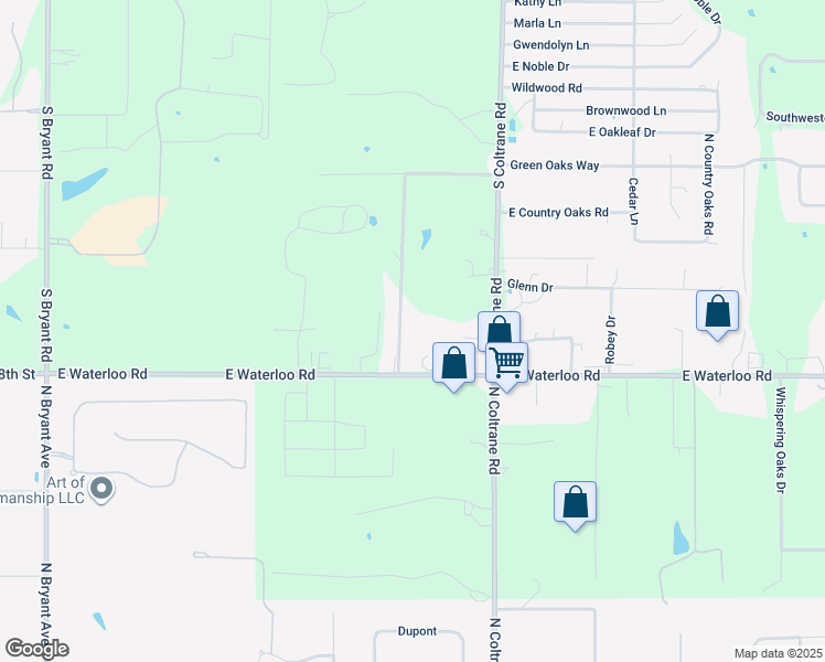 map of restaurants, bars, coffee shops, grocery stores, and more near 2589 E Waterloo Rd in Edmond