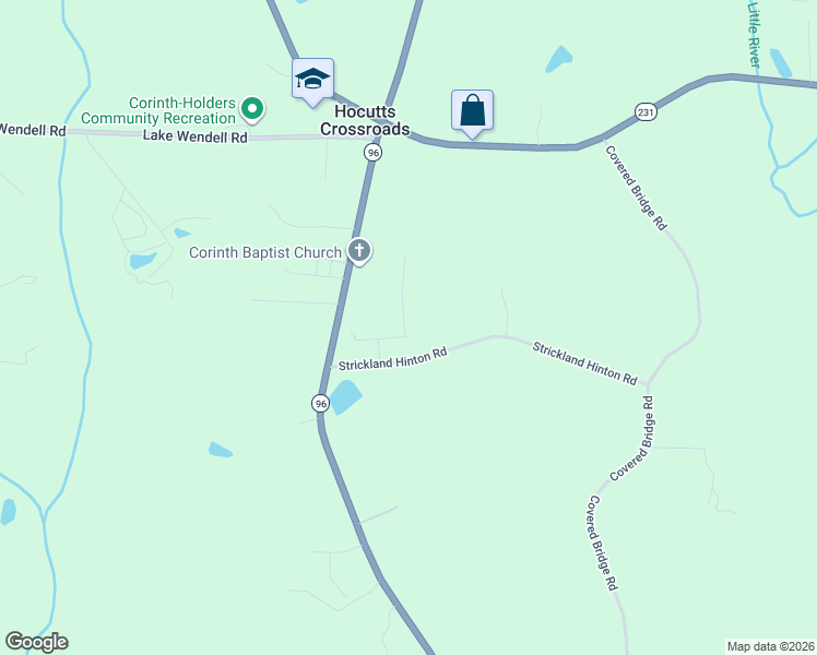 map of restaurants, bars, coffee shops, grocery stores, and more near 99 Strickland Hinton Road in Zebulon