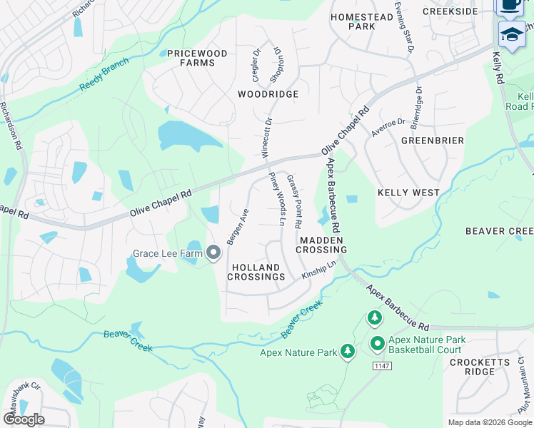 map of restaurants, bars, coffee shops, grocery stores, and more near 209 Bergen Avenue in Apex