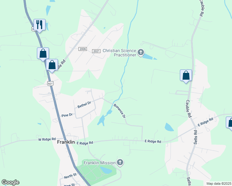 map of restaurants, bars, coffee shops, grocery stores, and more near 255 Fading D Farm Road in Salisbury