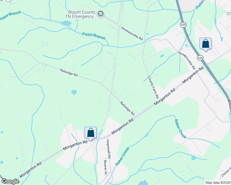 map of restaurants, bars, coffee shops, grocery stores, and more near 151 Dailey Lane in Friendsville