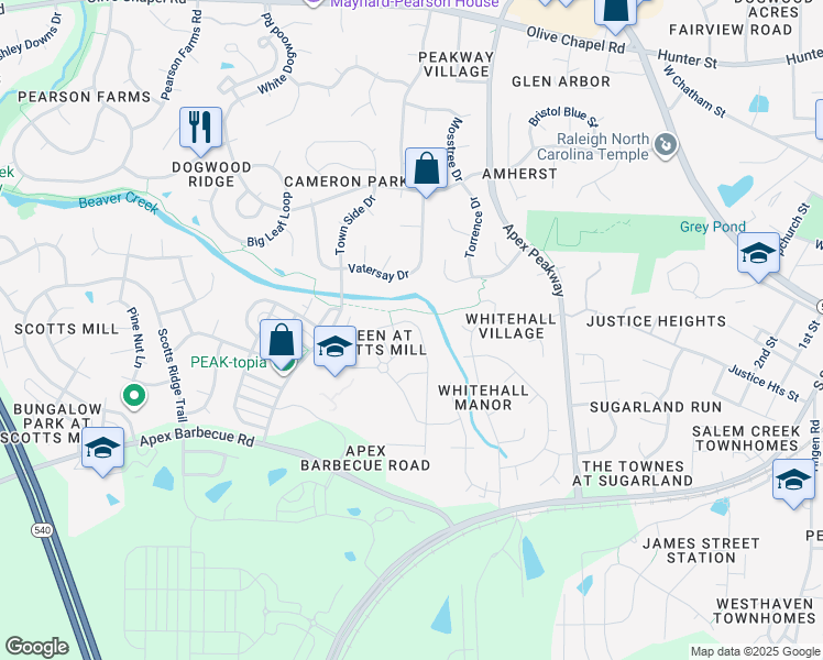 map of restaurants, bars, coffee shops, grocery stores, and more near 214 Homegate Circle in Apex