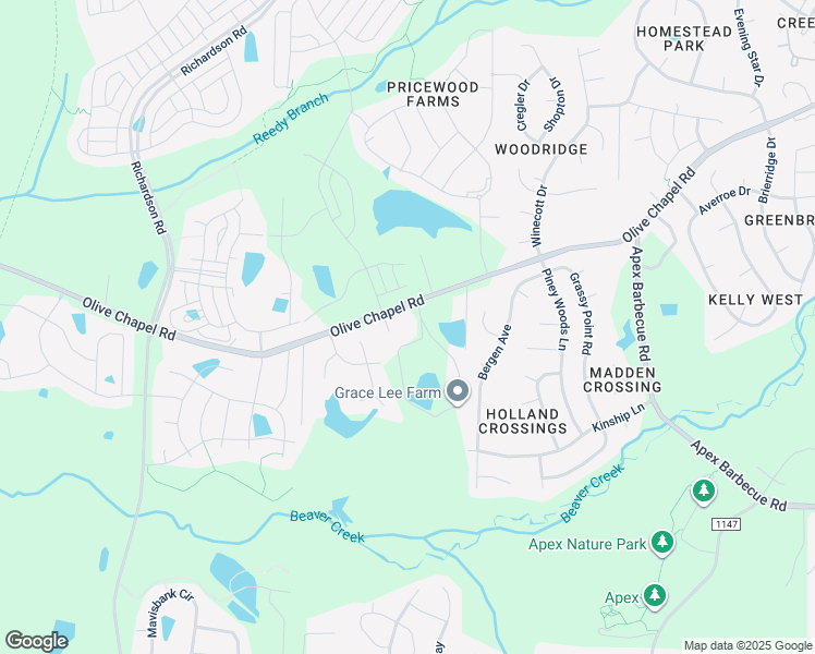 map of restaurants, bars, coffee shops, grocery stores, and more near 2503 Olive Chapel Road in Apex