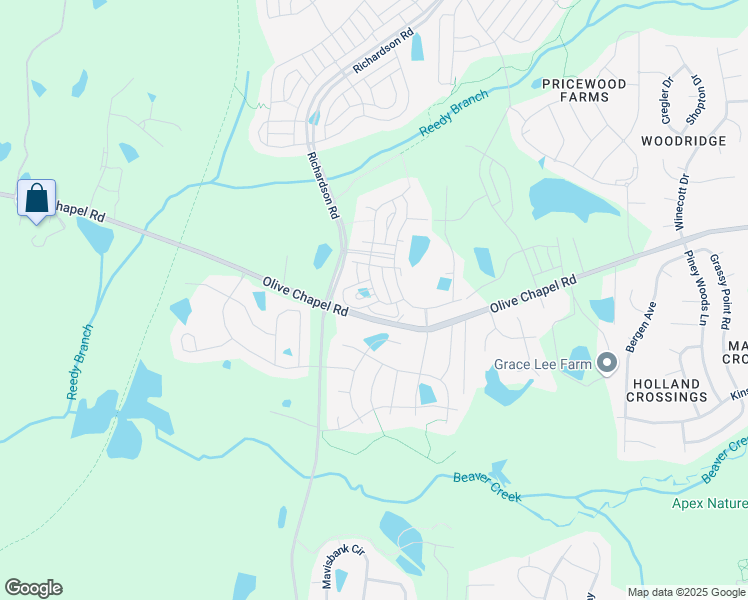 map of restaurants, bars, coffee shops, grocery stores, and more near 2901 Sunflower Road in Apex