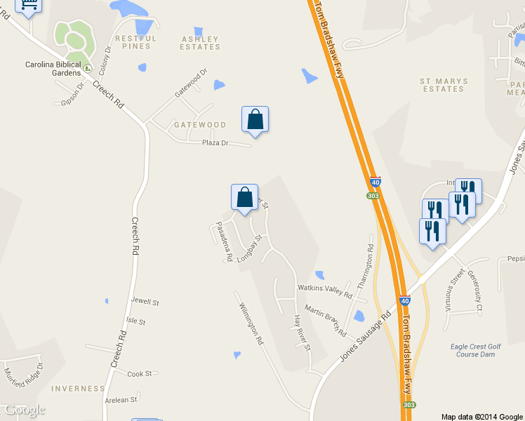 map of restaurants, bars, coffee shops, grocery stores, and more near 661 Hay River Street in Garner