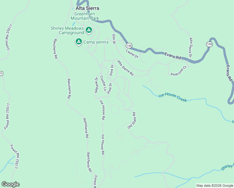 map of restaurants, bars, coffee shops, grocery stores, and more near 8734 Old State Road in Wofford Heights