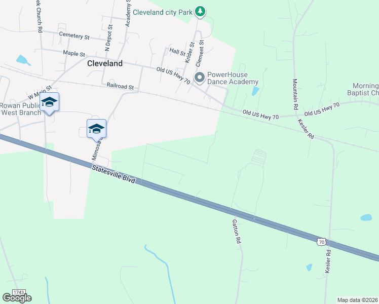 map of restaurants, bars, coffee shops, grocery stores, and more near 530 Fiber Acres A Street in Cleveland