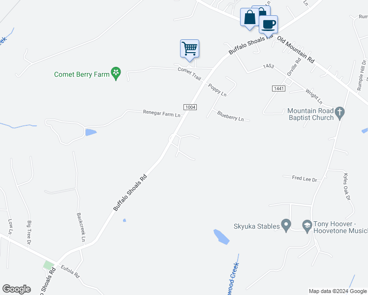 map of restaurants, bars, coffee shops, grocery stores, and more near 1803 Buffalo Shoals Road in Statesville
