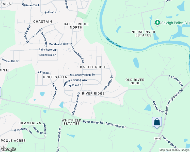 map of restaurants, bars, coffee shops, grocery stores, and more near 7128 Missionary Ridge Drive in Raleigh