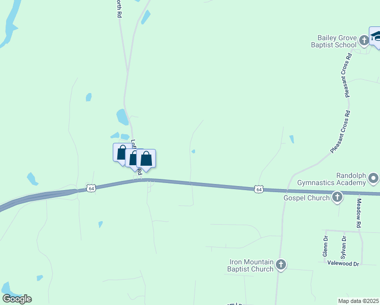 map of restaurants, bars, coffee shops, grocery stores, and more near Dewey Road in Randolph County