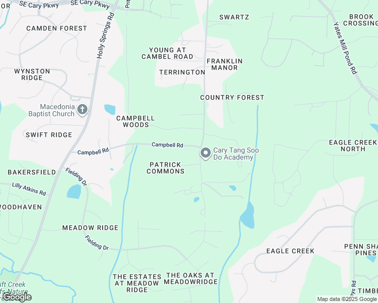 map of restaurants, bars, coffee shops, grocery stores, and more near 3705 Campbell Road in Raleigh