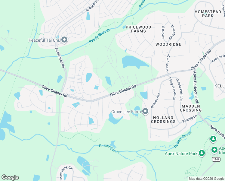 map of restaurants, bars, coffee shops, grocery stores, and more near 2838 Riley's Pond Drive in Apex