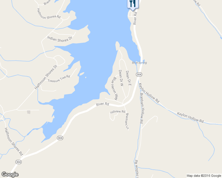 map of restaurants, bars, coffee shops, grocery stores, and more near 127 Blue Heron Way in Ten Mile