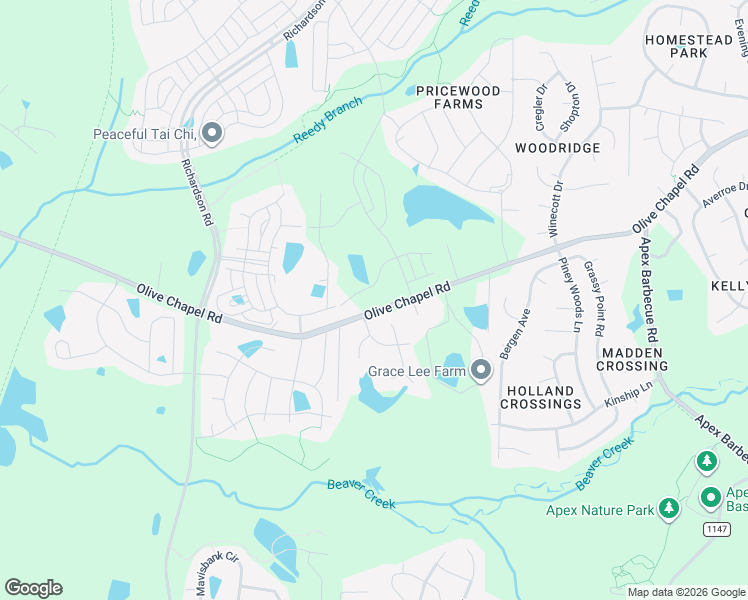 map of restaurants, bars, coffee shops, grocery stores, and more near 2838 Riley's Pond Drive in Apex