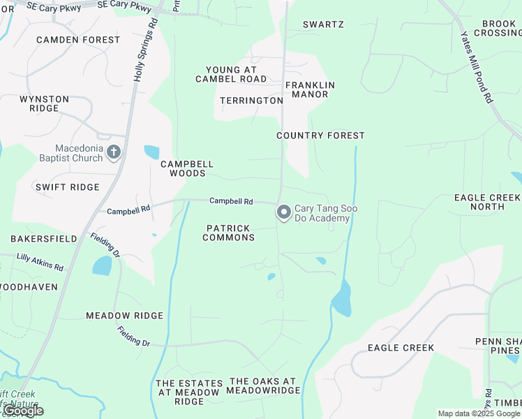 map of restaurants, bars, coffee shops, grocery stores, and more near 3705 Campbell Road in Raleigh