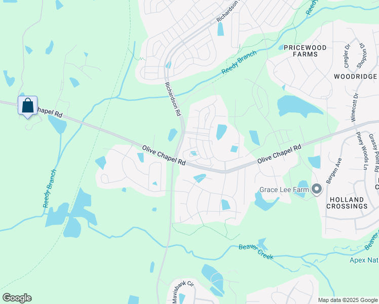 map of restaurants, bars, coffee shops, grocery stores, and more near 2927 Sunflower Road in Apex