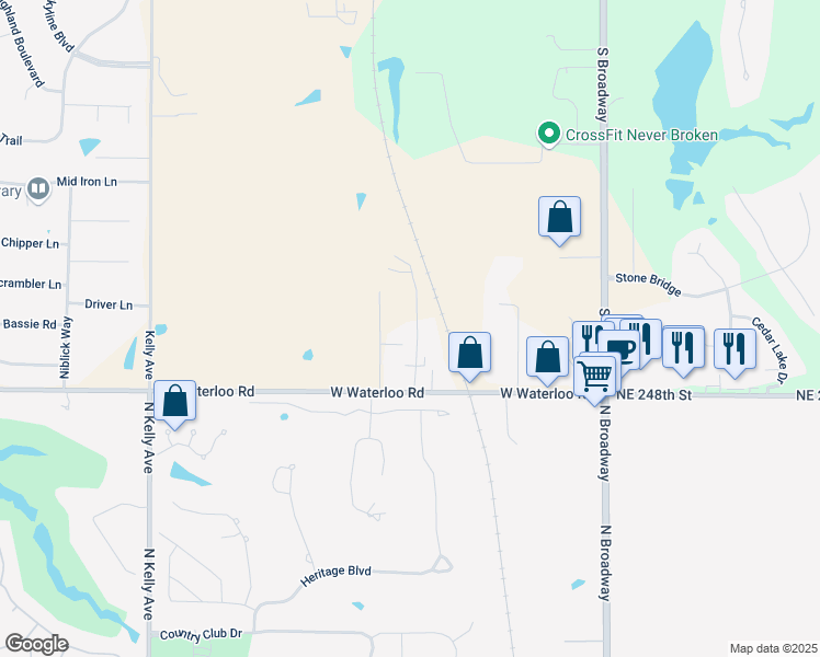 map of restaurants, bars, coffee shops, grocery stores, and more near 7100 Wagon Road in Edmond