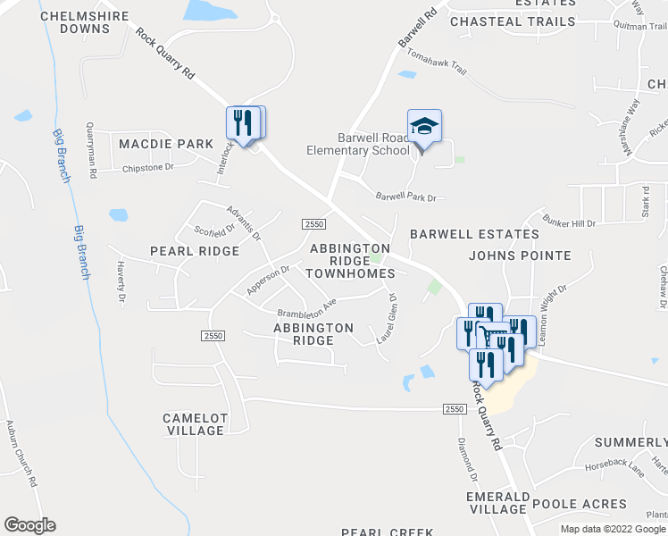 map of restaurants, bars, coffee shops, grocery stores, and more near 3930 Volkswalk Place in Raleigh