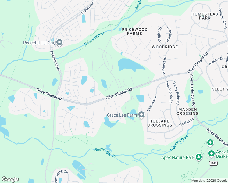 map of restaurants, bars, coffee shops, grocery stores, and more near 1405 Baxter Ridge Court in Apex