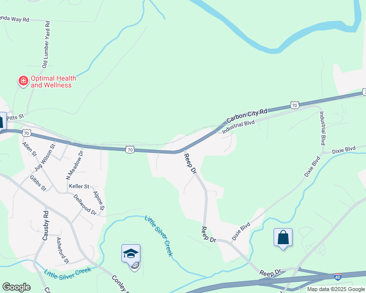 map of restaurants, bars, coffee shops, grocery stores, and more near 261 Reep Drive in Morganton