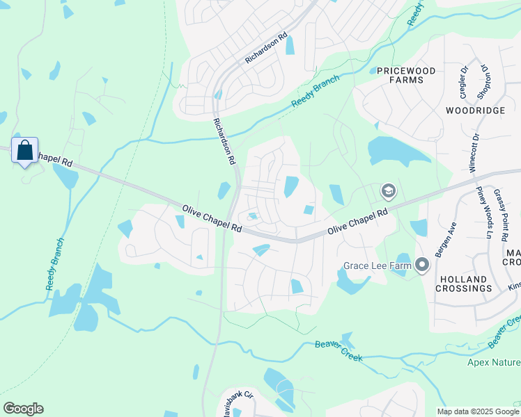 map of restaurants, bars, coffee shops, grocery stores, and more near 1487 Barn Door Drive in Apex